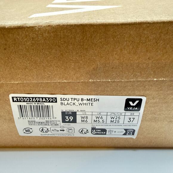 Veja SDU TPU B-Mesh Black White Breathable Sneakers- Woman’s 8, Men’s 6 - Picture 8 of 8